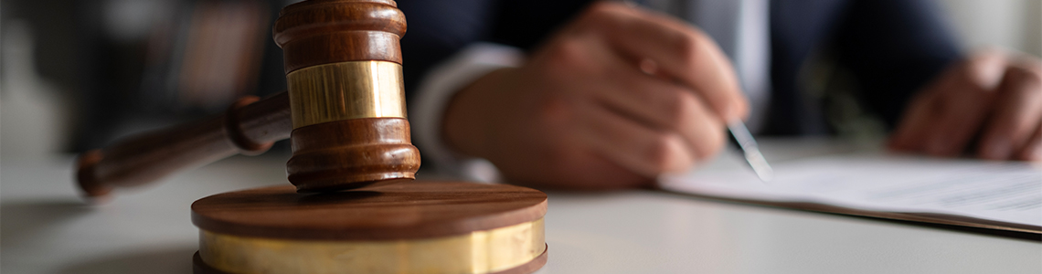 Gavel and block.